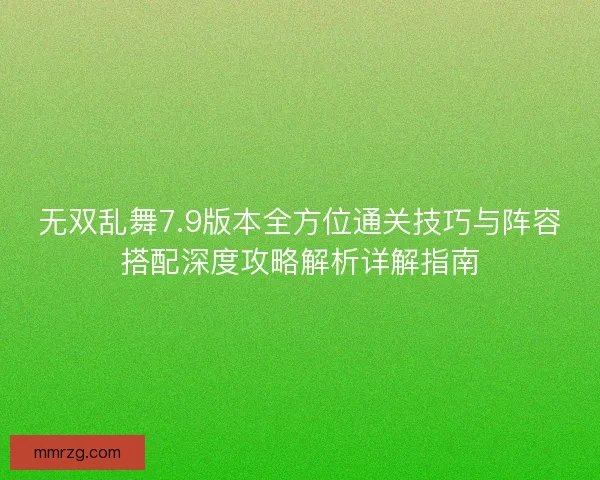 无双乱舞7.9版本全方位通关技巧与阵容搭配深度攻略解析详解指南